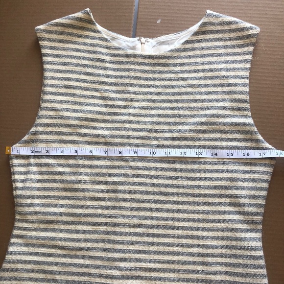 REISS Cream, Blue & Metallic Gold striped sleeveless dress - Picture 10 of 13